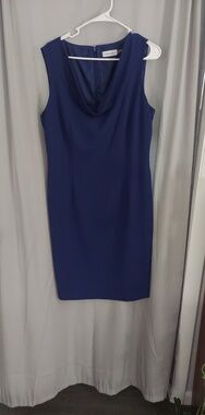 Calvin Klein Navy Cowl Neck Midi Sheath Dress